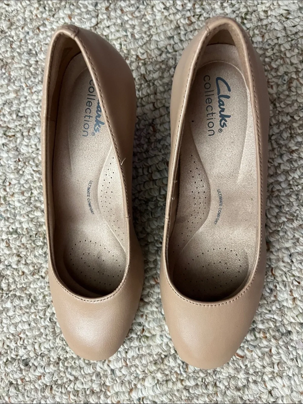 Clarks Women's Taupe Low Wedge Pumps